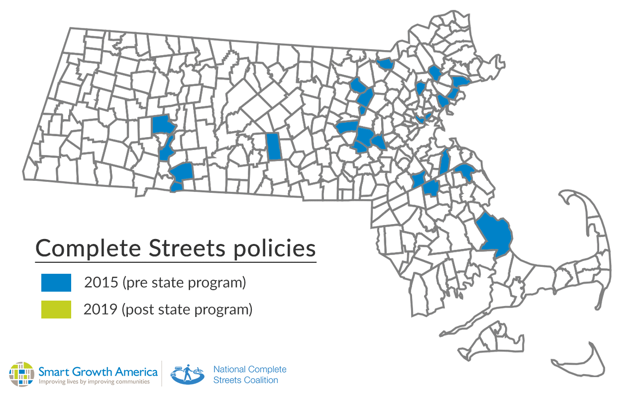 /></a></p>
<p>The federal Complete Streets Act has the same structure as Massachusetts’ successful law and does three basic things:</p>
<ul>
<li>Sets aside federal funds to support Complete Streets projects (five percent of annual federal highway funds).</li>
<li>Requires localities to adopt a Complete Streets policy that meets a minimum set of standards to access funding.</li>
<li>Requires states to create a program to provide technical assistance and award funding for communities to build Complete Streets projects.</li>
</ul>
<p>States are often called the “laboratories of democracy.” In this case, Massachusetts created a successful program that has catalyzed the adoption of Complete Streets policies across the state and funded more than 100 Complete Streets projects in the last three years. Now let’s export this solution to the rest of the country.</p>
<p>While our streets won’t magically become safer overnight, we have to start somewhere. The Complete Streets Act of 2019 is a great place to start.</p>
<p><strong>Don’t miss this chance to make a difference. <a href=