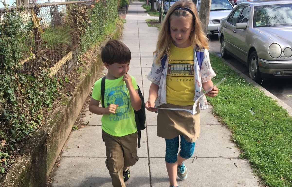  /><span>Beth Osborne’s two children walking to school. </span></p>
<p><strong>Getting around is a perpetual logistical problem for <a href=