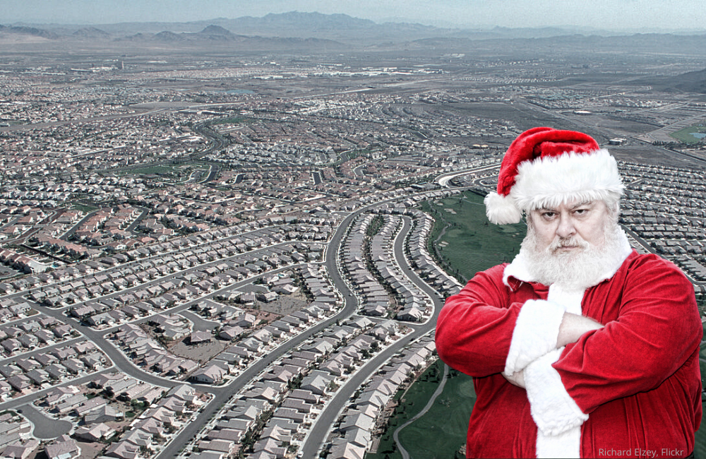  /><br />
This is Santa. We need to talk. I just can’t stay silent anymore: Sprawl in America is really killing me and my Christmas Eve productivity.</p>
<p><div class=